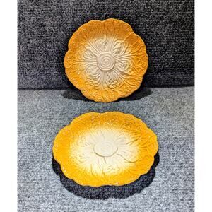 Set of Two Yellow/Golden Cabbage Leaf Plates